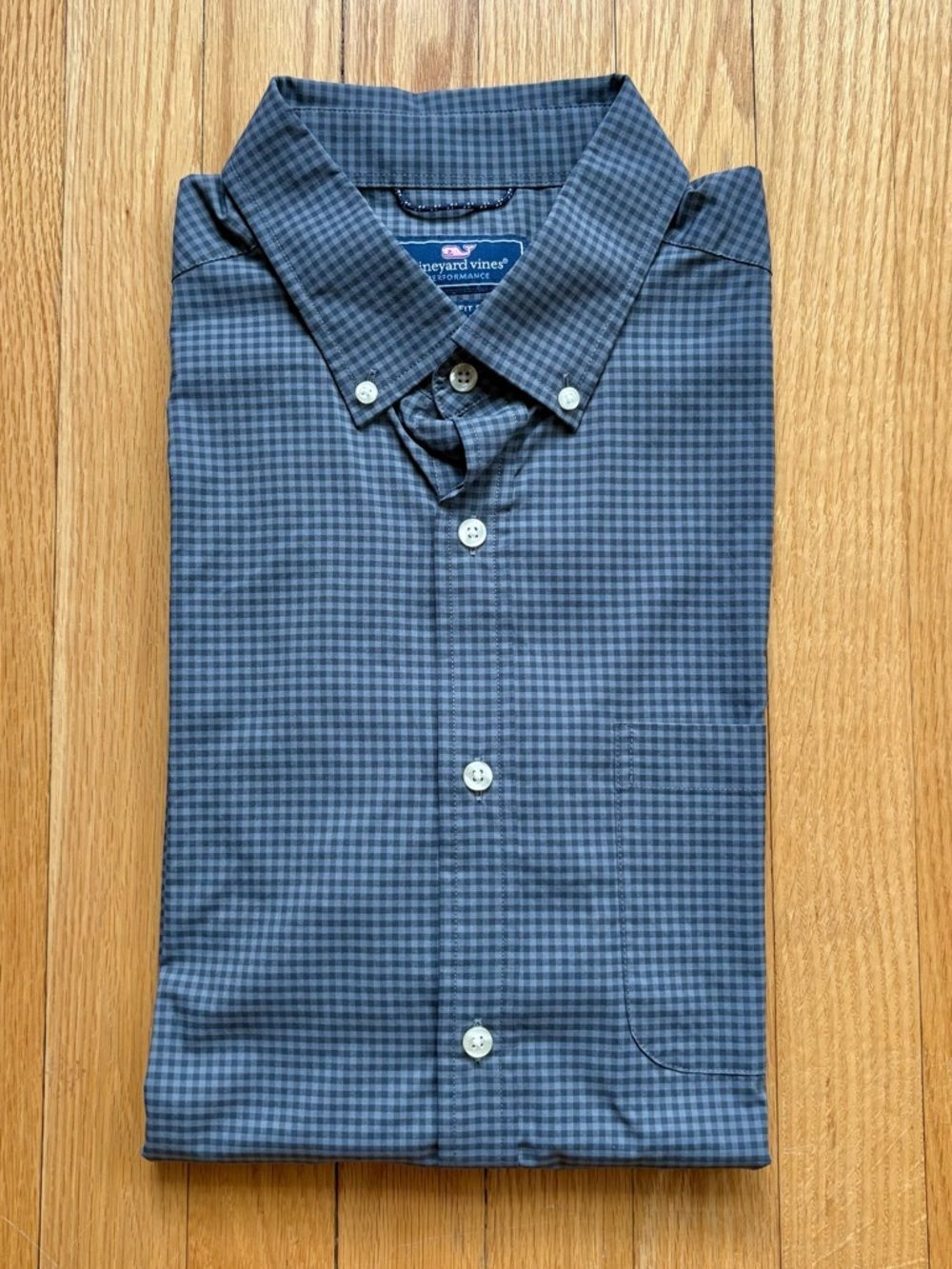 Vineyard Vines Men’s Long Sleeve Performance Classic Fit Large Gray Checks